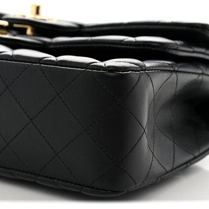 Chanel Lambskin Quilted Layered Flap Bag Black 10 of 11