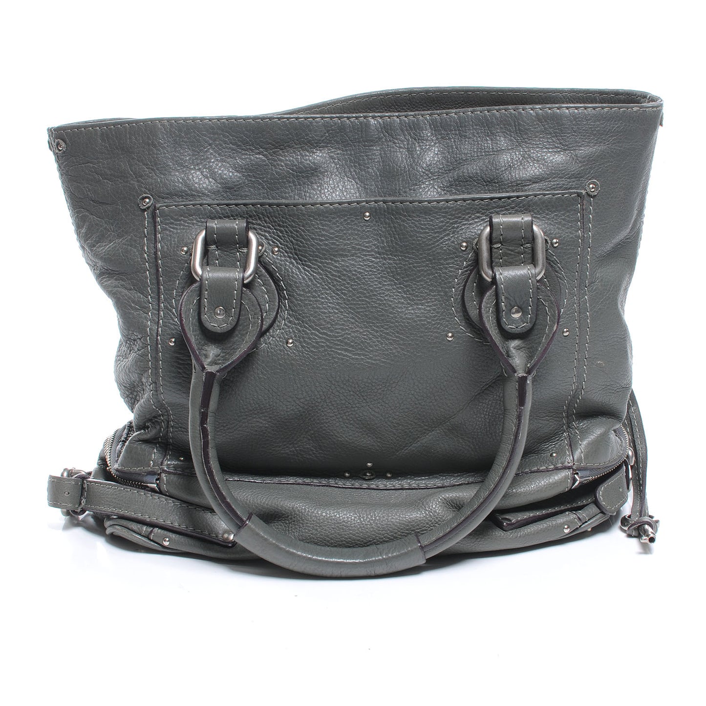 Leather Paddington Tote Gris Vert