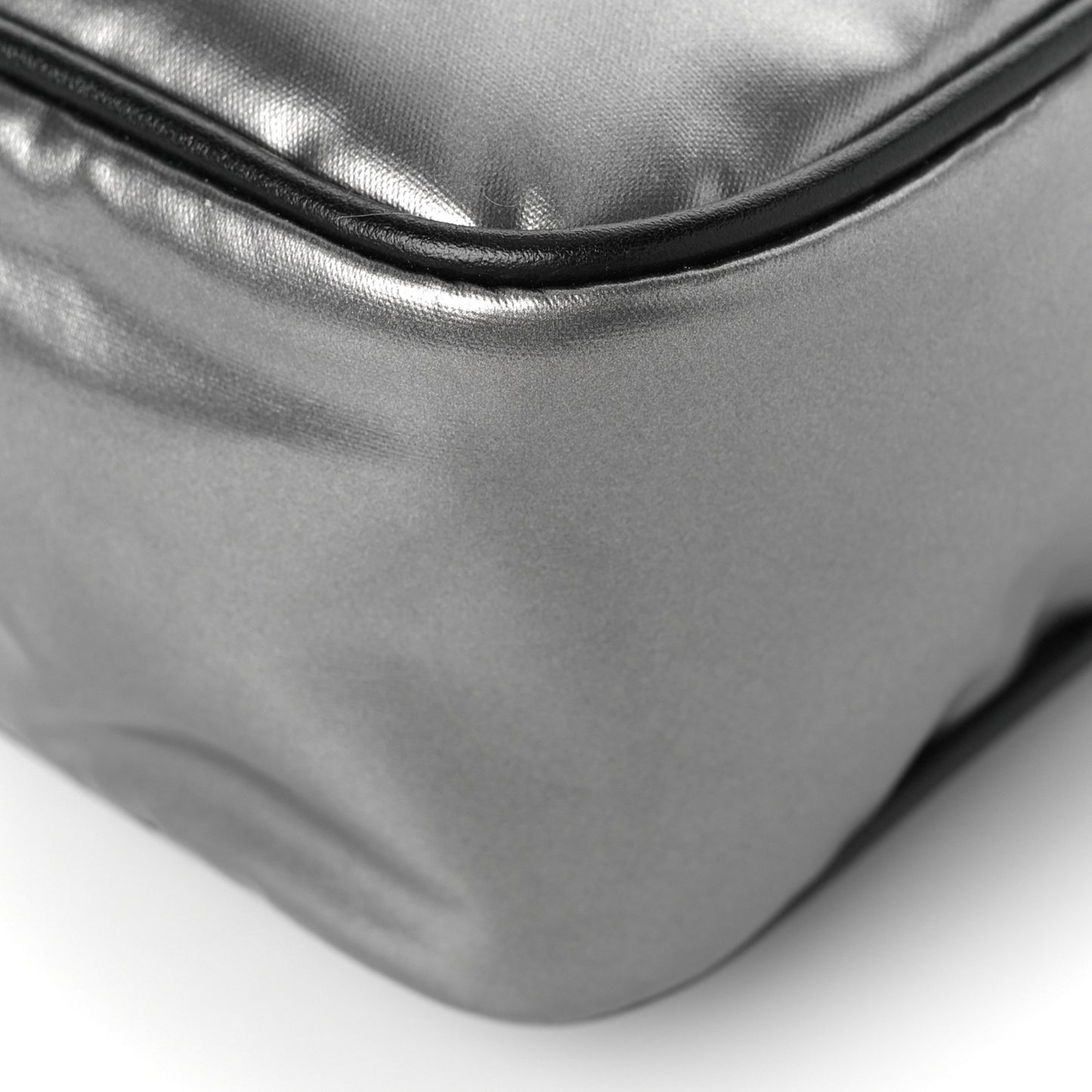 Metallic Tessuto Nylon Metal Studded Shoulder Bag Ferro Black