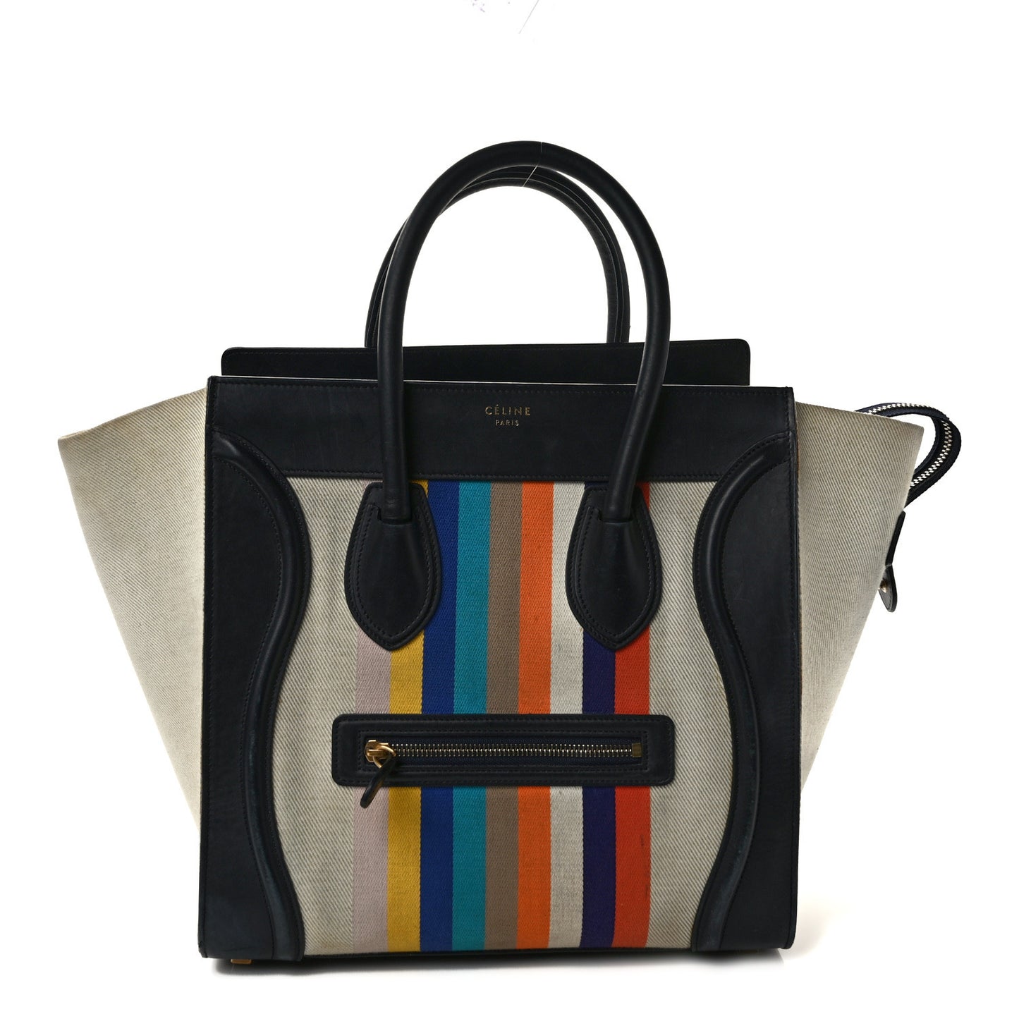 Smooth Calfskin Striped Canvas Mini Luggage Multicolor