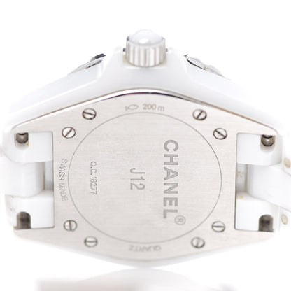 Chanel Stainless Steel Ceramic Diamond 33mm J12 Quartz Watch White 5 of 6