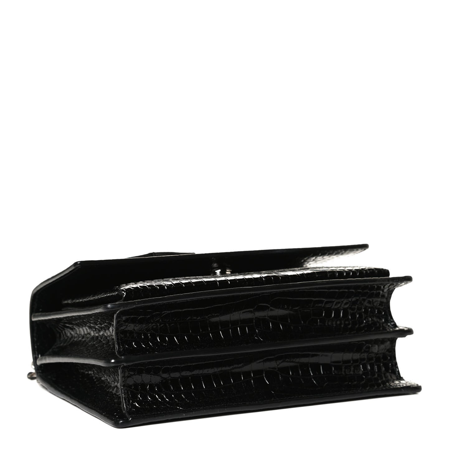 Calfskin Crocodile Embossed Medium Monogram Sunset Black