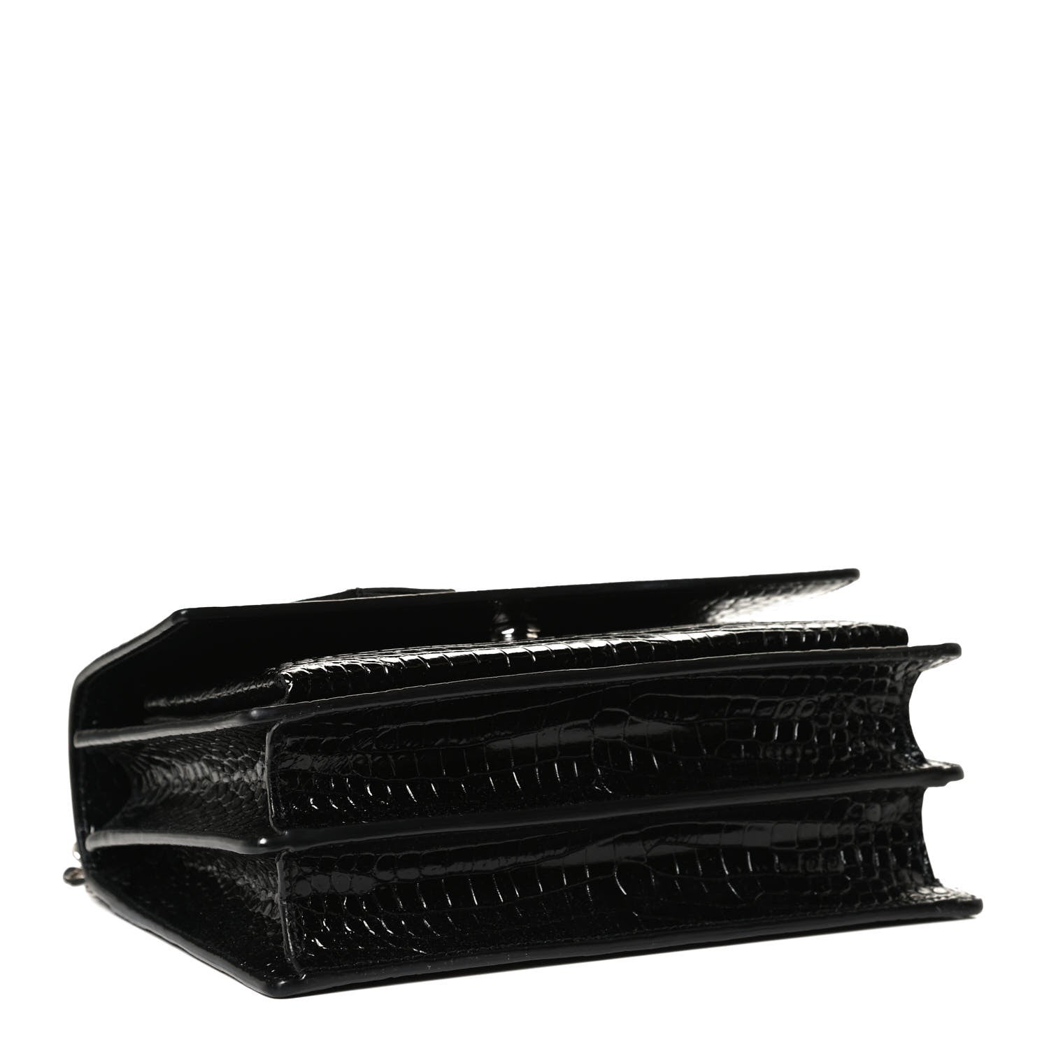 Saint Laurent Calfskin Crocodile Embossed Medium Monogram Sunset Black 4 of 13