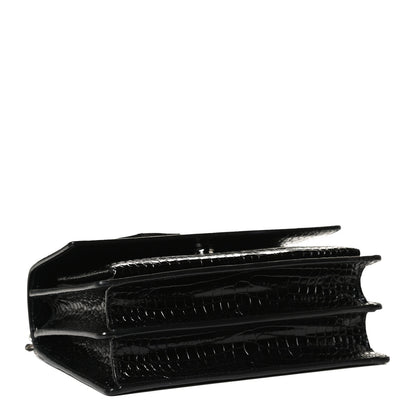 Saint Laurent Calfskin Crocodile Embossed Medium Monogram Sunset Black 4 of 13