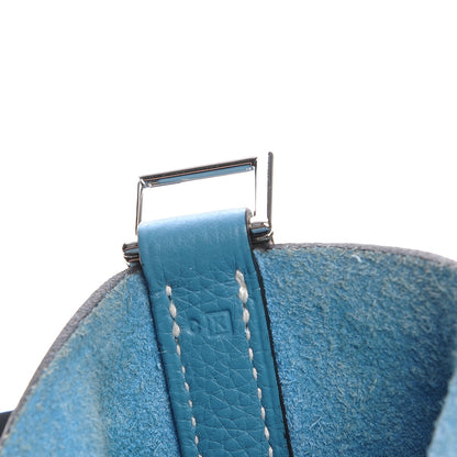 Hermes Taurillon Clemence Picotin 22 MM Blue Jean 7 of 9