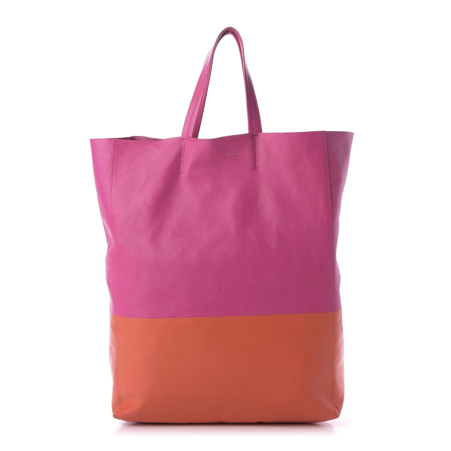 Celine Lambskin Vertical Bi-Color Cabas Fluo Pink Fluo Orange 1 of 10