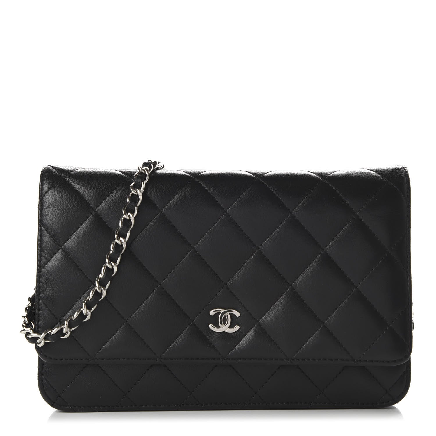 Chanel Lambskin Quilted Wallet On Chain WOC Black 1 of 12