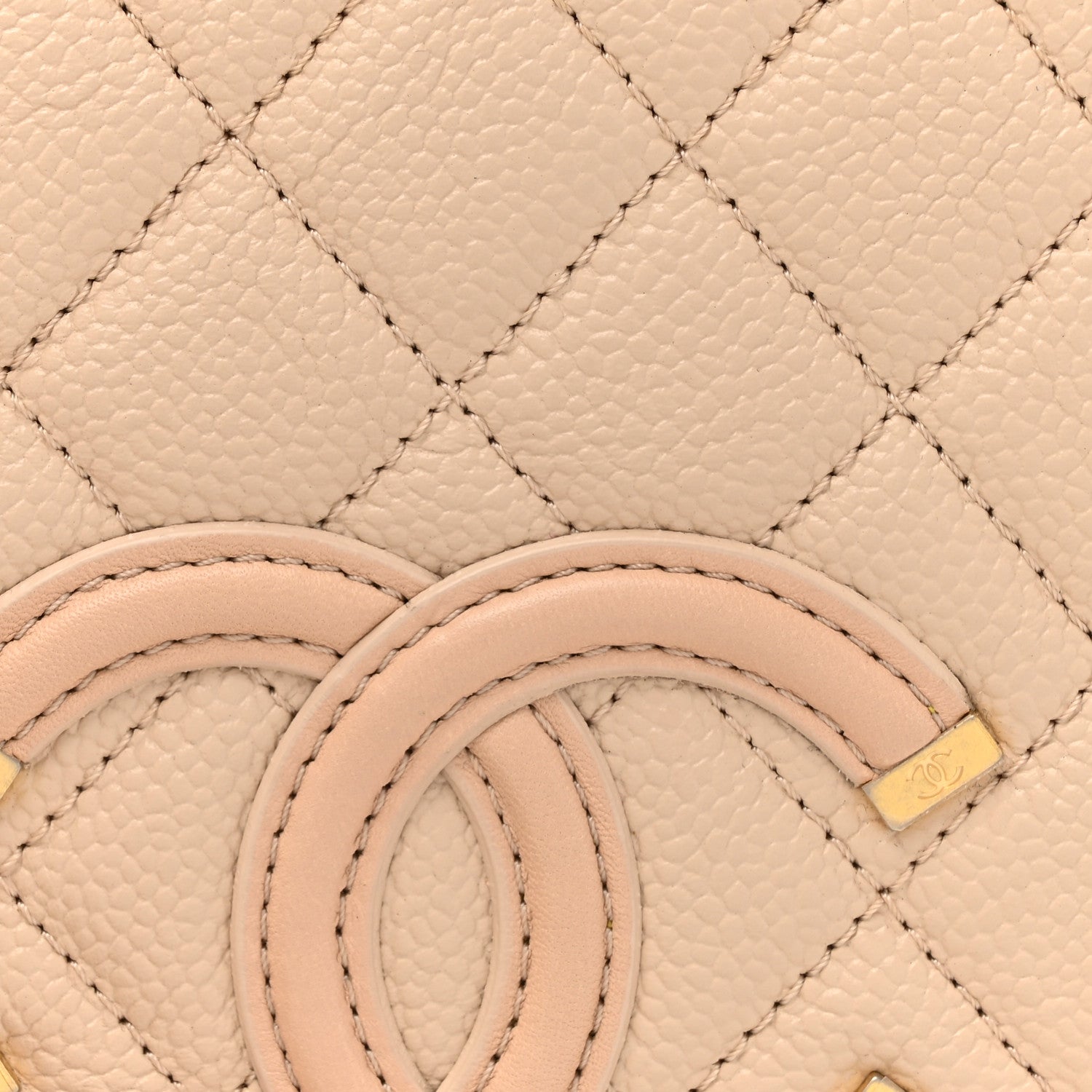 Chanel Caviar Quilted Large CC Filigree Vanity Case Beige 10 of 19