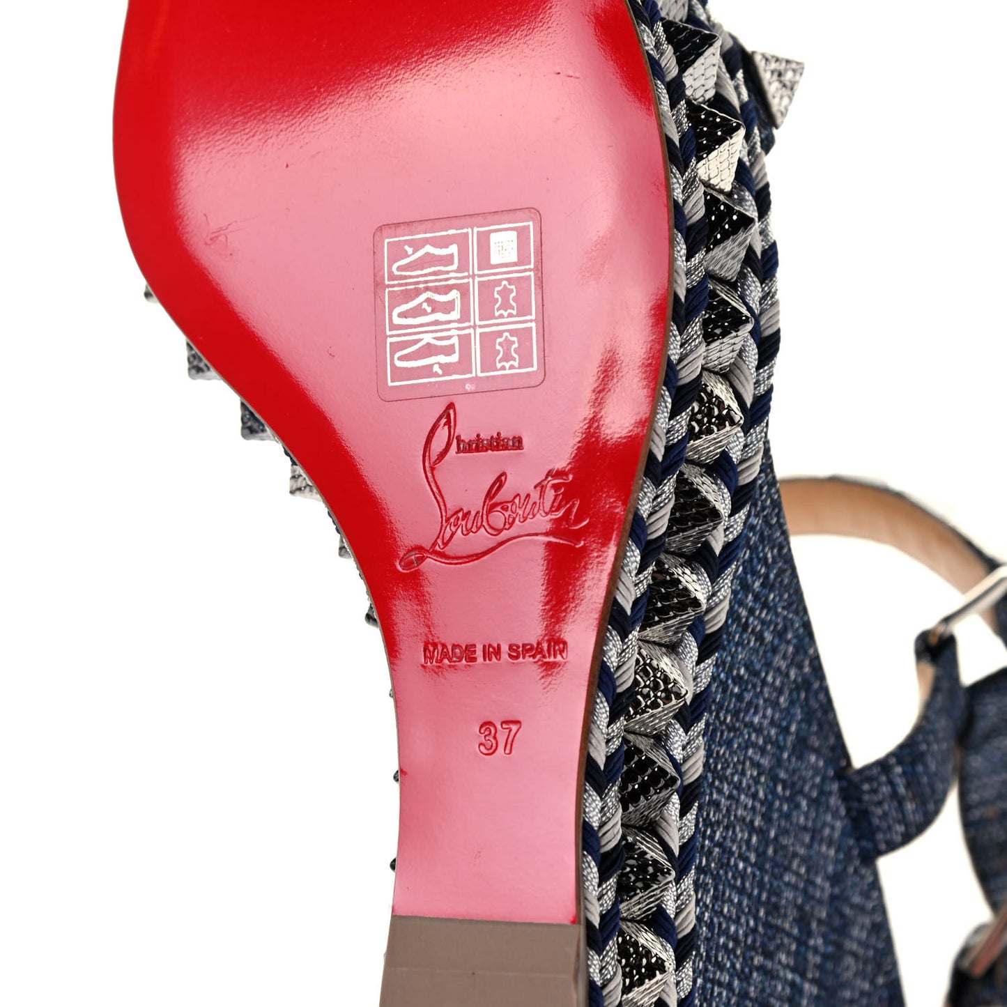 Lame Lux Pyraclou 110 Wedge Sandals 37 Denim