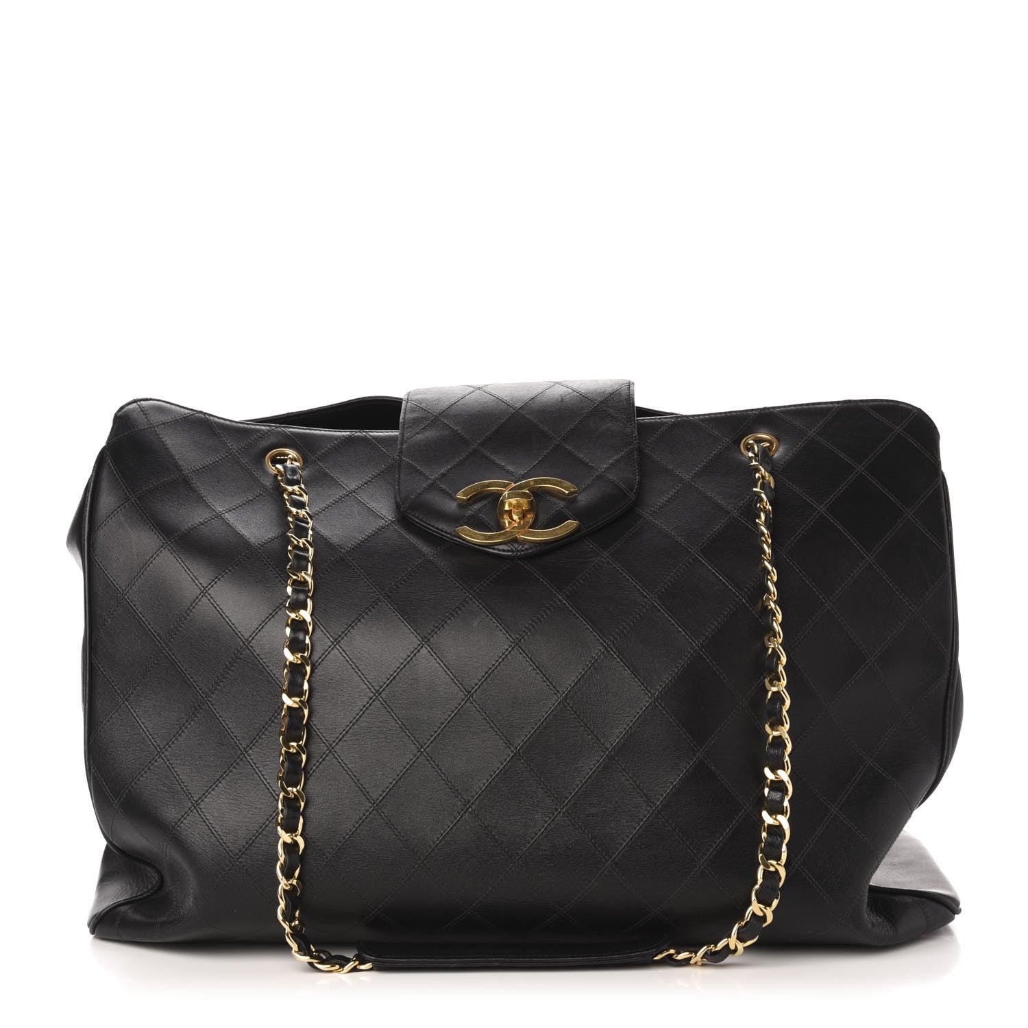 Chanel Calfskin Stitched XL Weekender Black 1 of 9