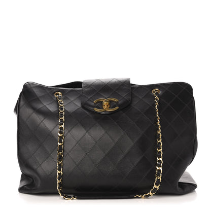Chanel Calfskin Stitched XL Weekender Black 1 of 9
