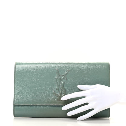 Saint Laurent Textured Patent Large Belle De Jour Clutch Light Blue 2 of 9