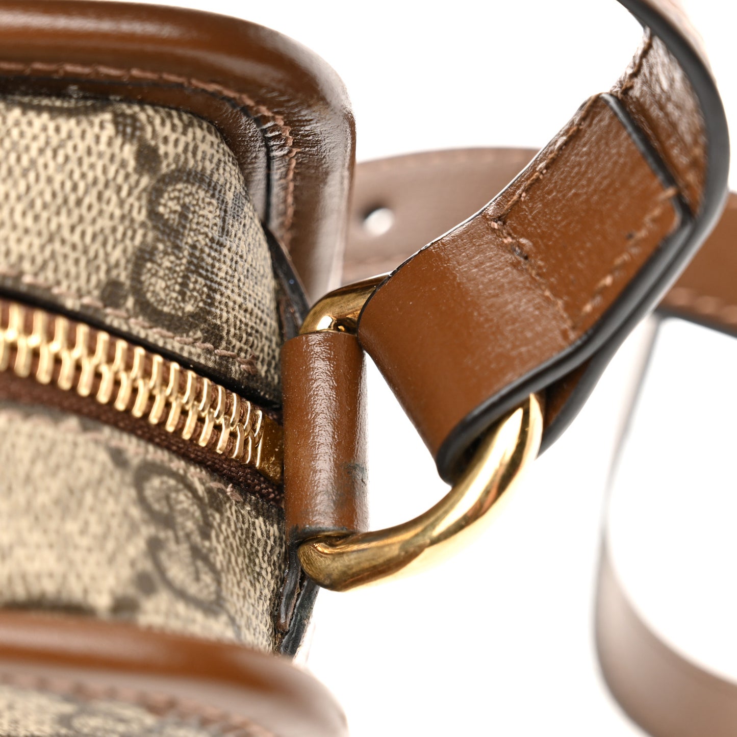 GG Supreme Monogram Azalea Calfskin Mini Retro Interlocking G Shoulder Bag Beige Ebony Brown Sugar