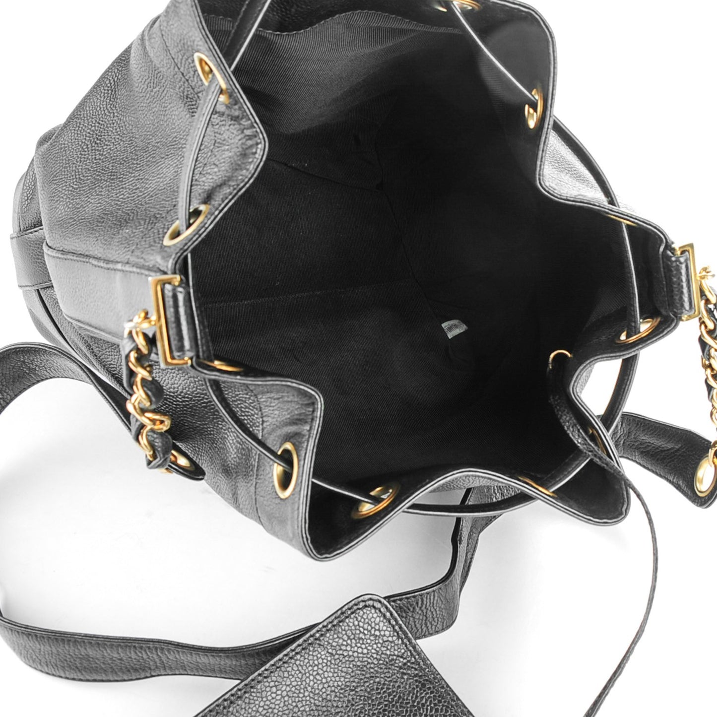 Caviar CC Drawstring Shoulder Bag Black
