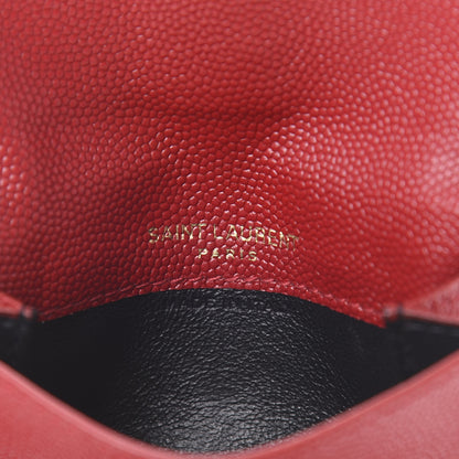 Saint Laurent Grain De Poudre Uptown Monogram Card Case New Red 7 of 9