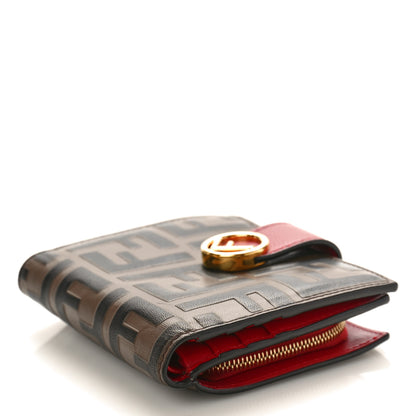 Fendi Vitello Cruise F is Fendi Bi-Color FF 1974 Embossed Compact Wallet Maya Black Fragola 5 of 19
