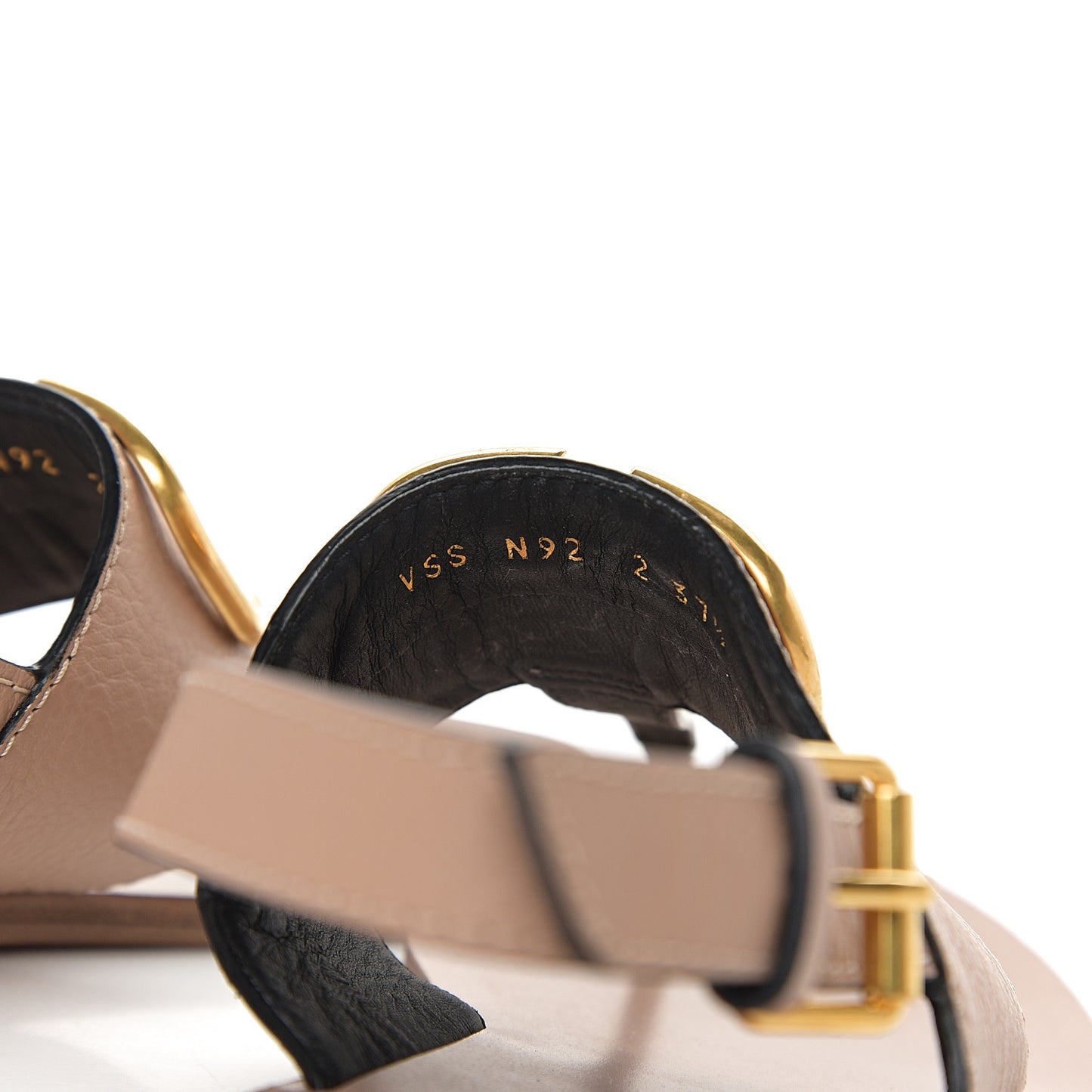 Grainy Cowhide Vlogo Slingback Flat Thong Sandals 37.5 Rose Cannelle