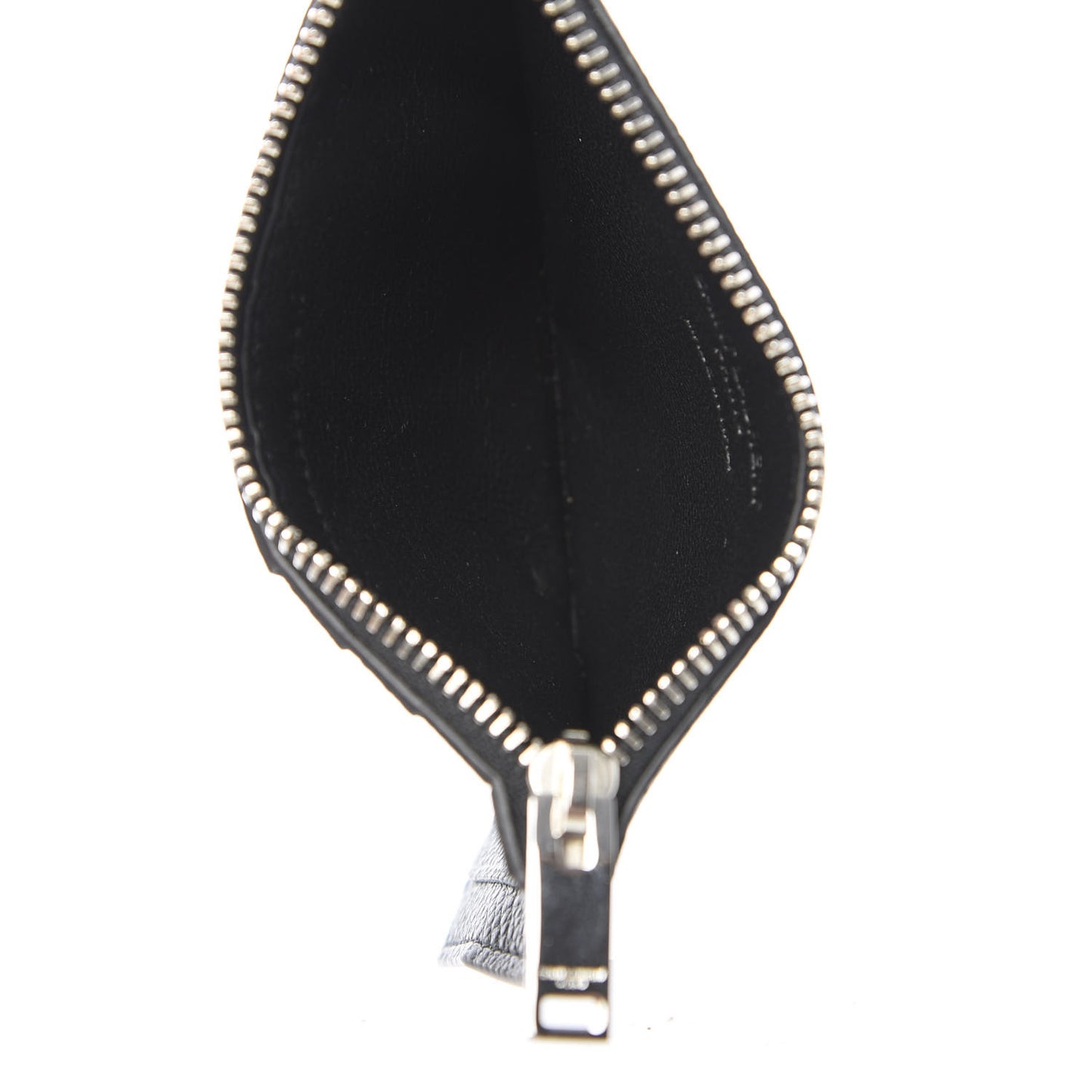 Grained Calfskin 5 Fragments Zip Pouch Card Holder Black