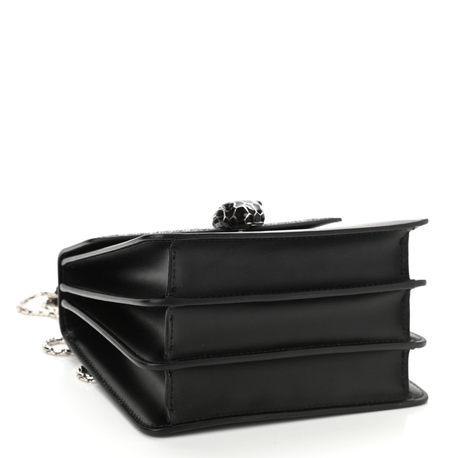 Bulgari Calfskin Galuchat Serpenti Forever Crossbody Black 4 of 7
