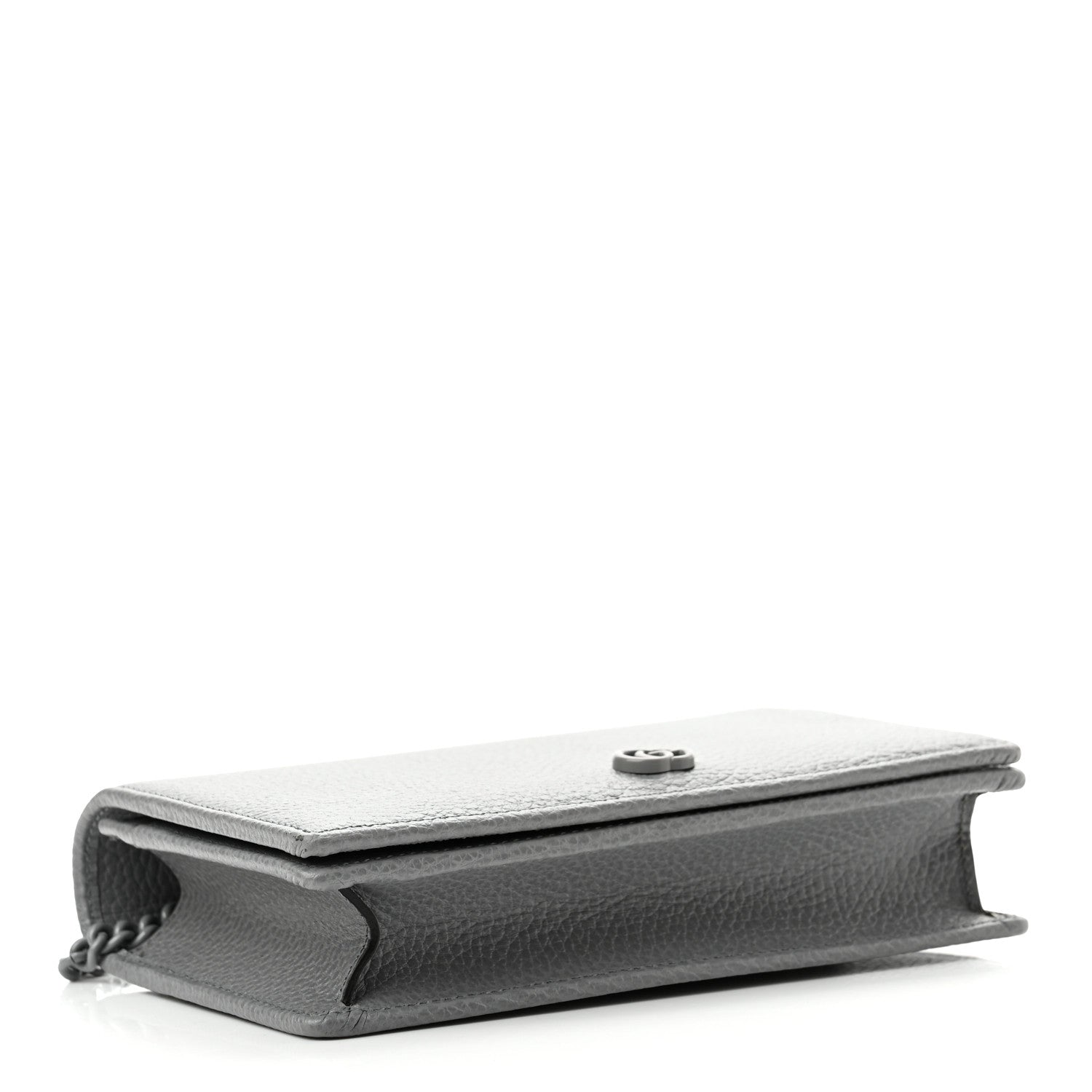 Gucci Dollar Calfskin Enamel Monochrome Mini GG Marmont Chain Wallet Deep Grey 4 of 12