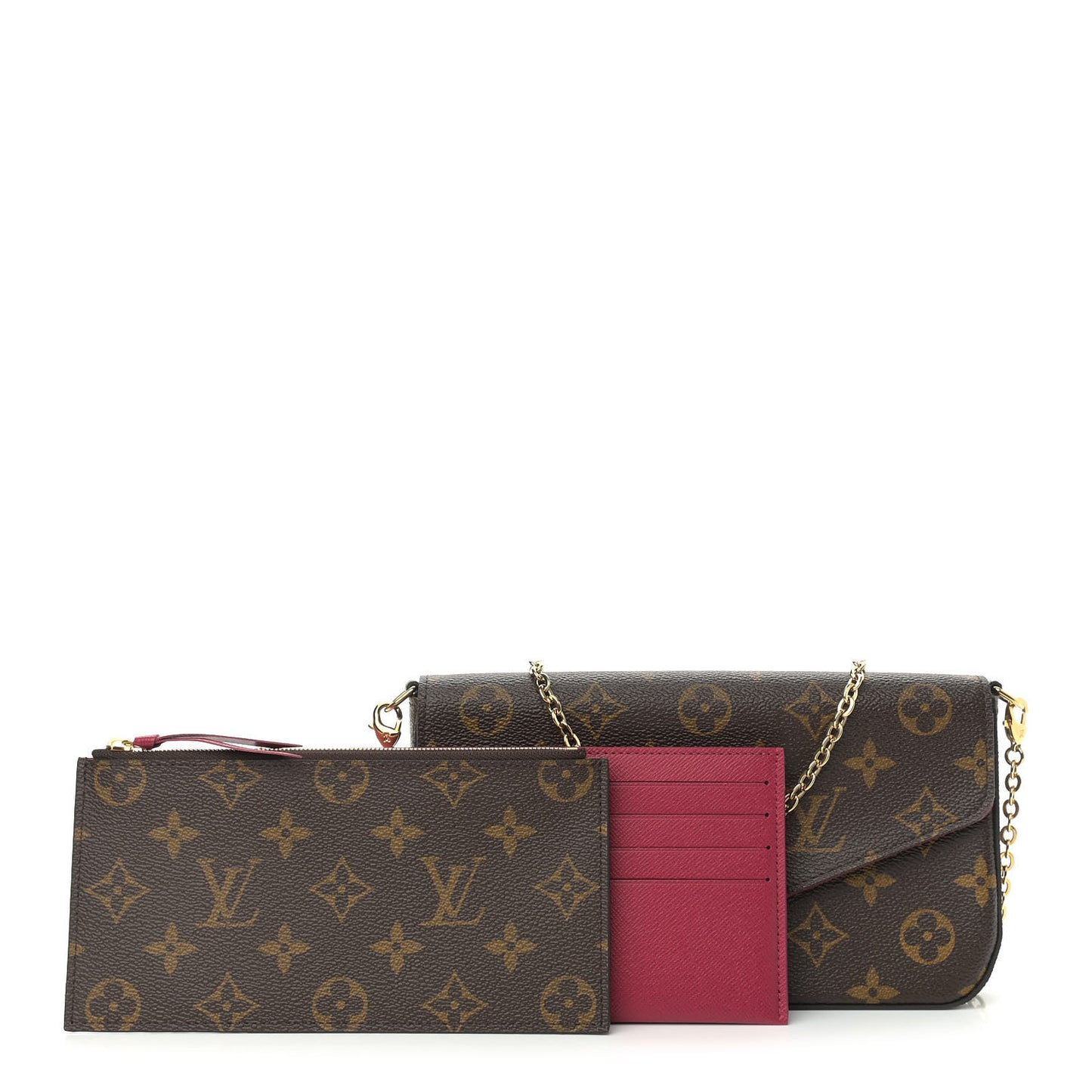 Monogram Pochette Felicie Chain Wallet Fuchsia
