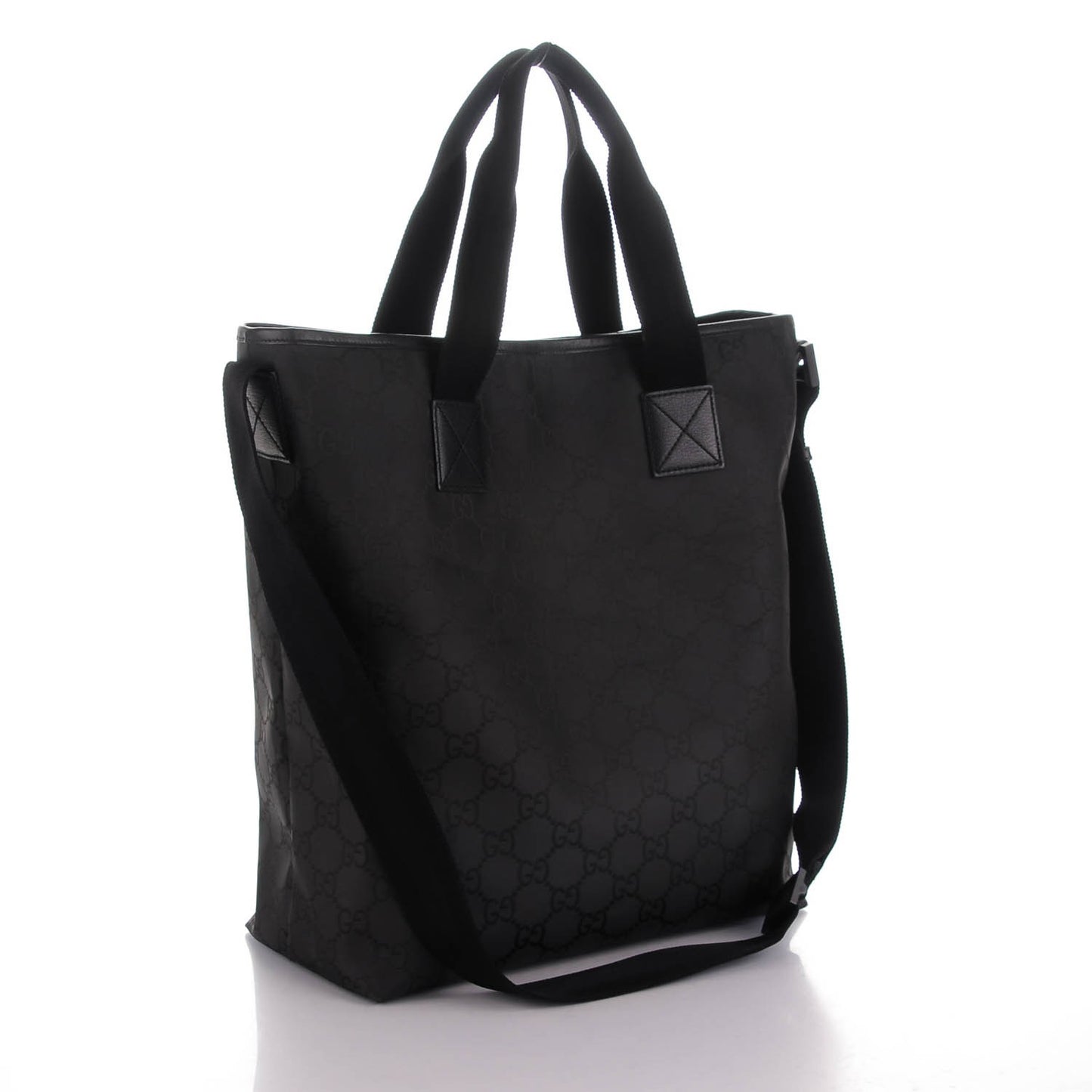 Nylon Monogram Large Web Handle Vertical Tote Black