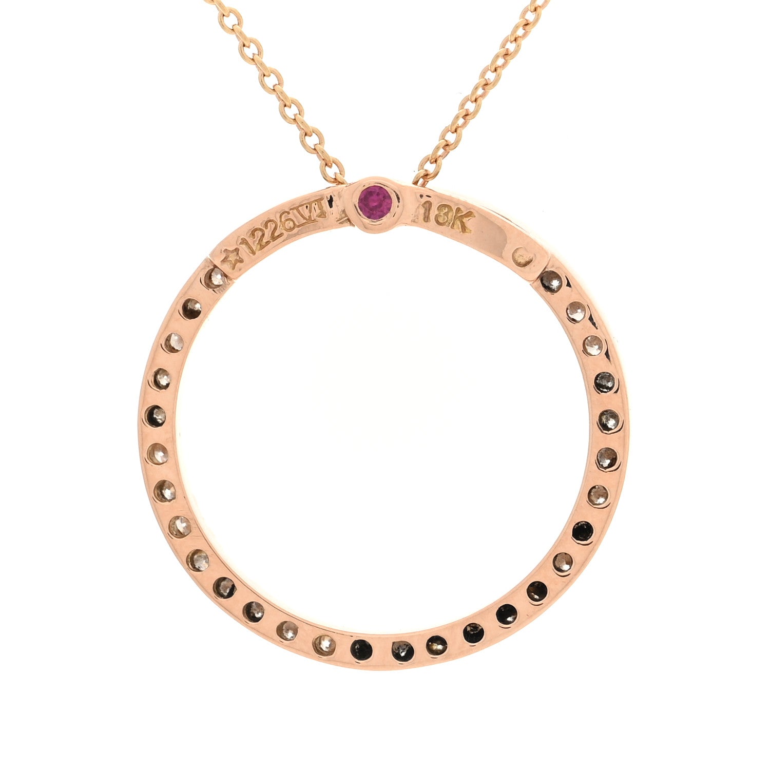 Roberto Coin 18K Rose Gold Diamond Circle Pendant Necklace 5 of 5