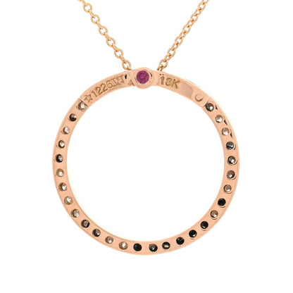 Roberto Coin 18K Rose Gold Diamond Circle Pendant Necklace 5 of 5