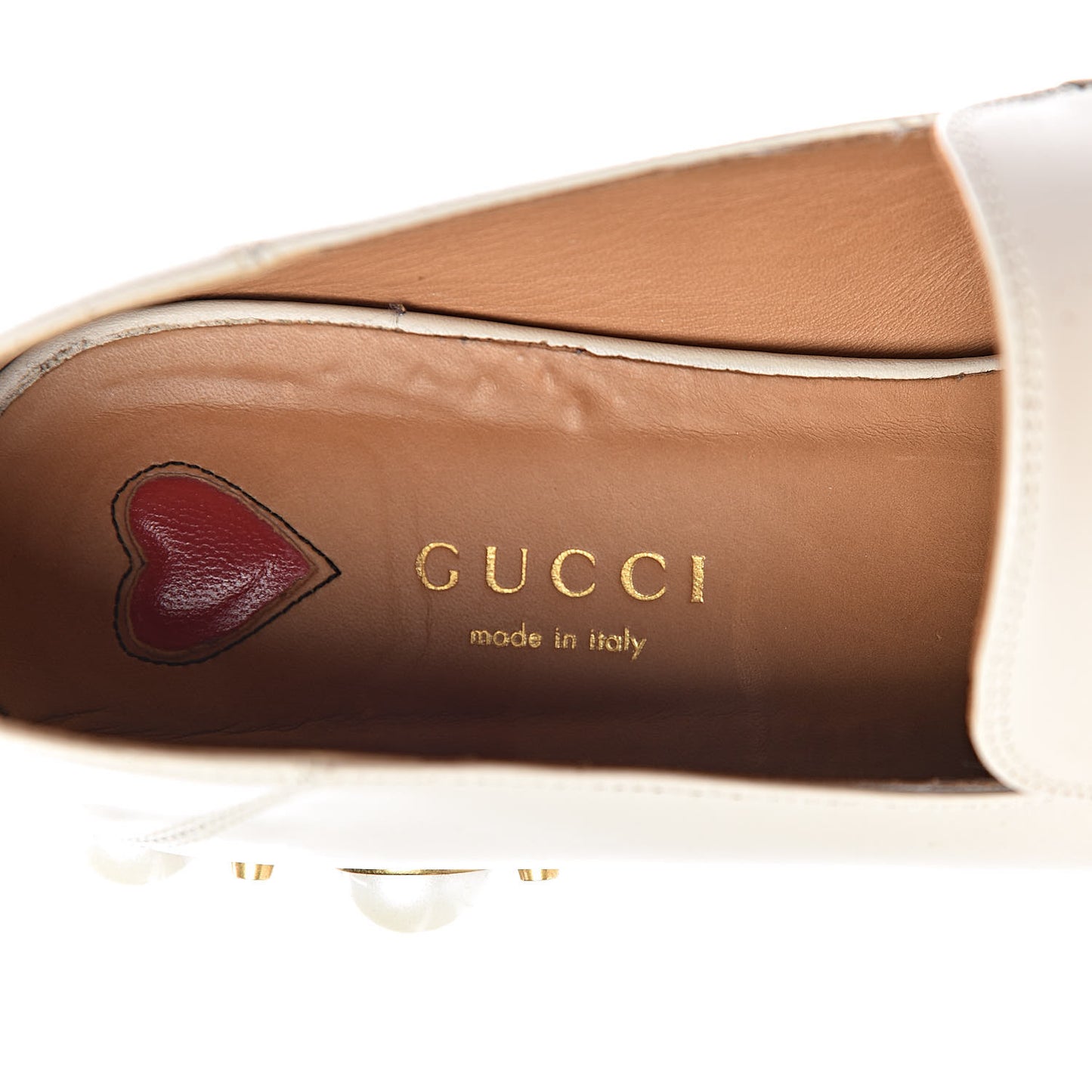 Betis Glamour Calfskin Web Pearl Embellished Peyton 35mm Loafer Pumps 36.5 Mystic White