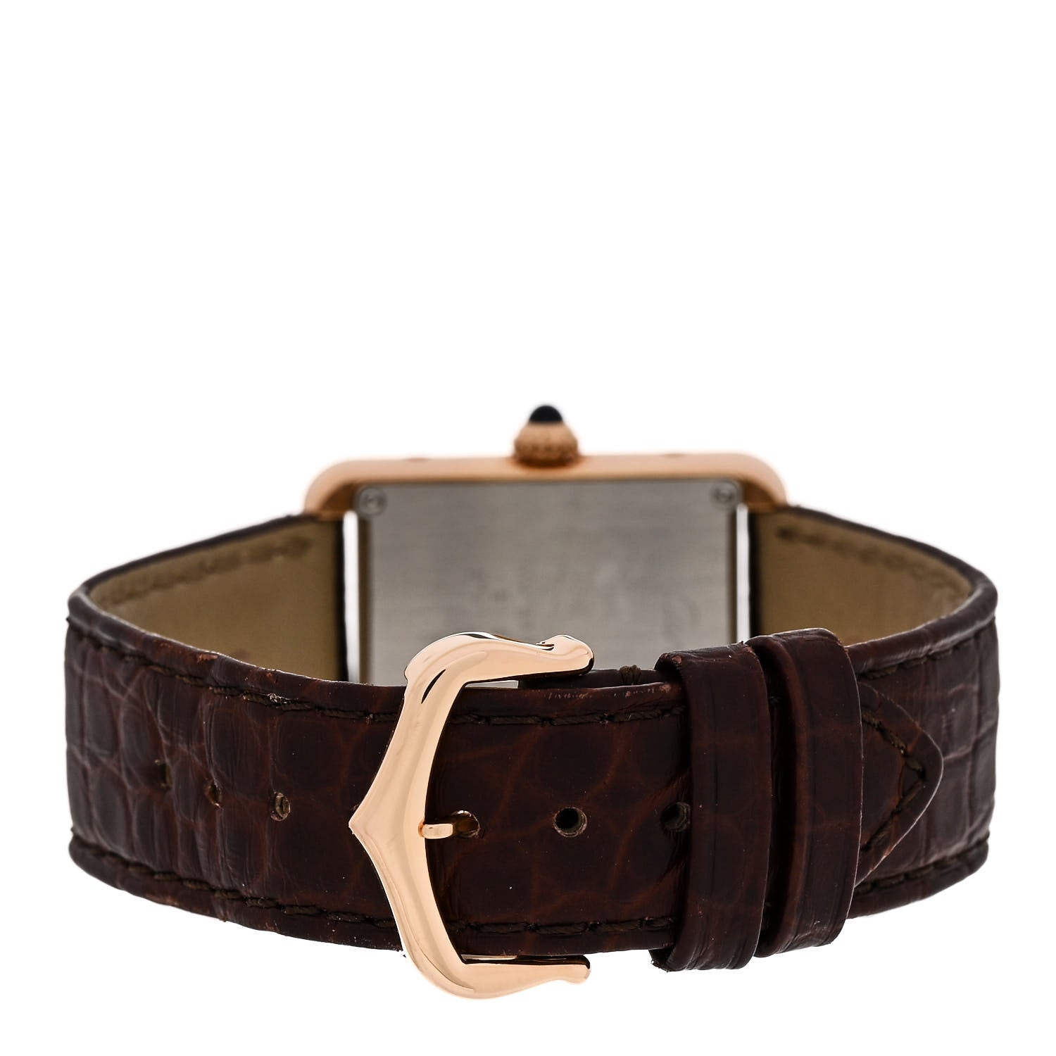 Cartier Stainless Steel 18K Pink Gold Alligator 24mm Tank Solo Quartz Watch Brown 3 of 5
