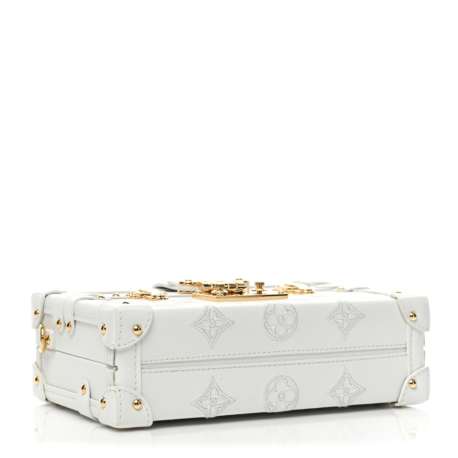 Louis Vuitton Calfskin Monogram Embroidered Petite Malle White 4 of 7