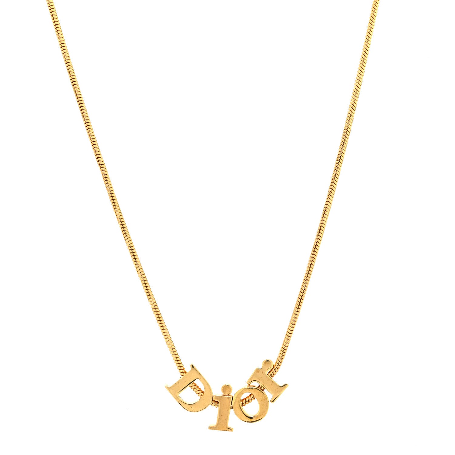 Christian Dior Metal Logo Necklace Gold 1 of 5