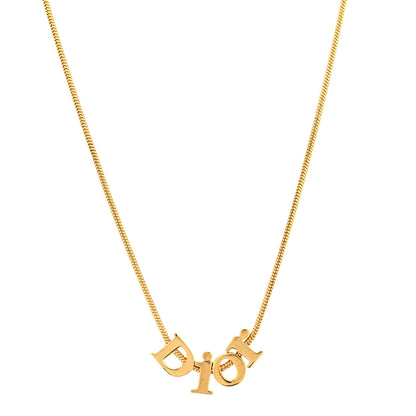 Christian Dior Metal Logo Necklace Gold 1 of 5