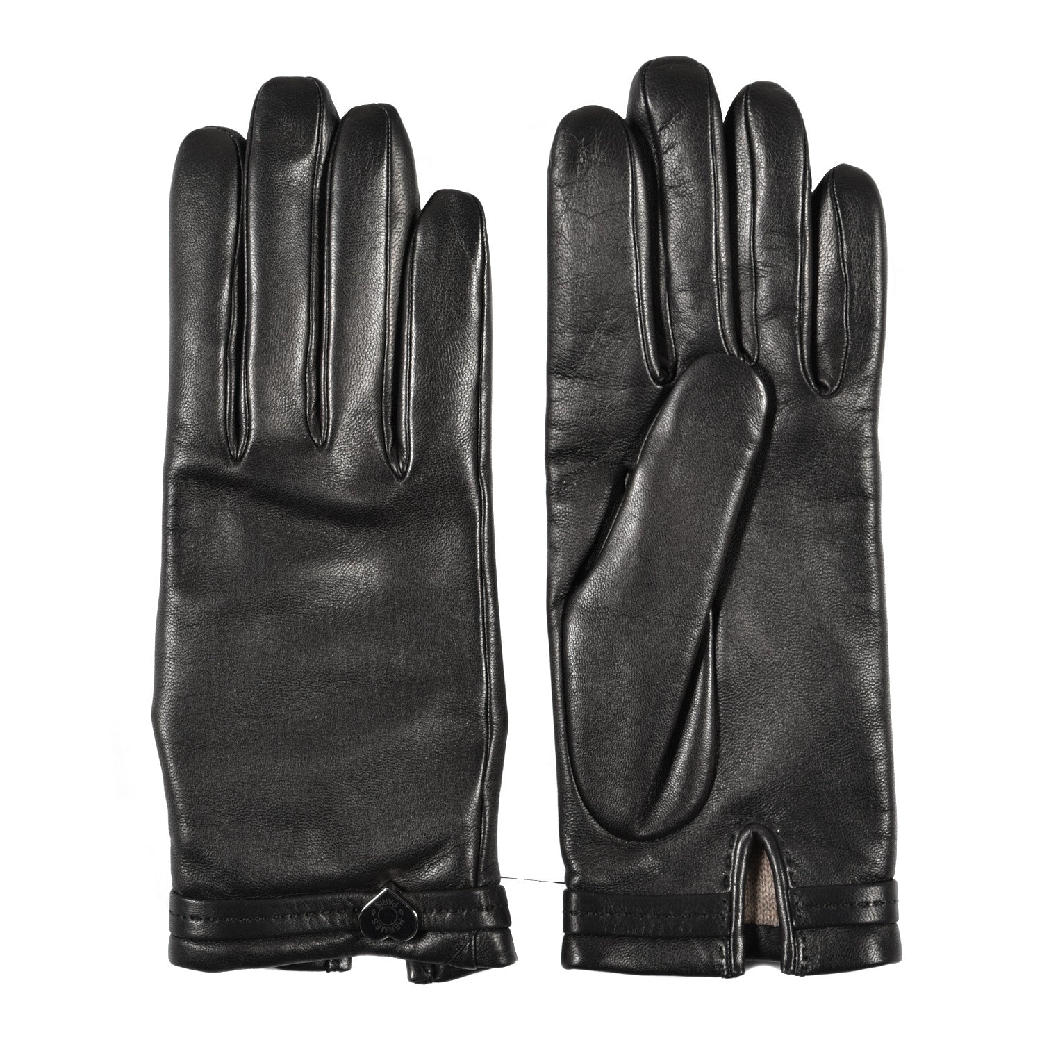 Hermes Lambskin Cashmere Dream Love Gloves 7 Black 2 of 4