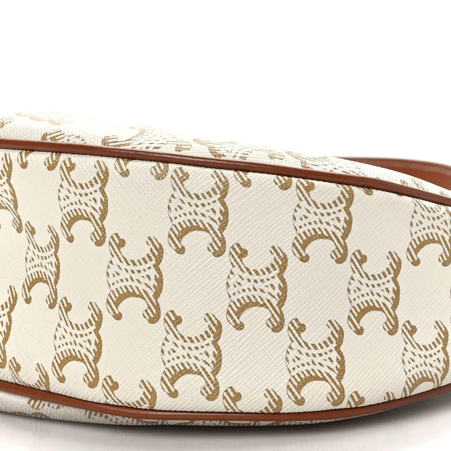 Canvas Calfskin Ava Triomphe Shoulder Bag White