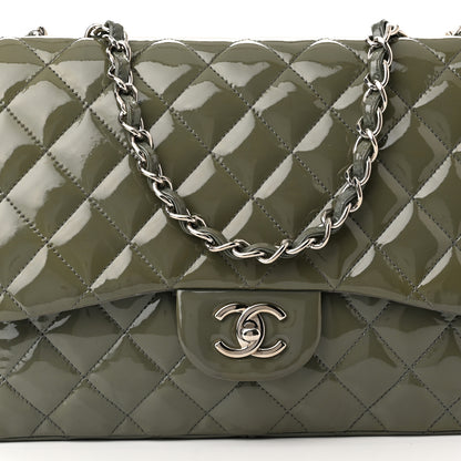 Chanel Patent Quilted Jumbo Single Flap Grey 8 of 15