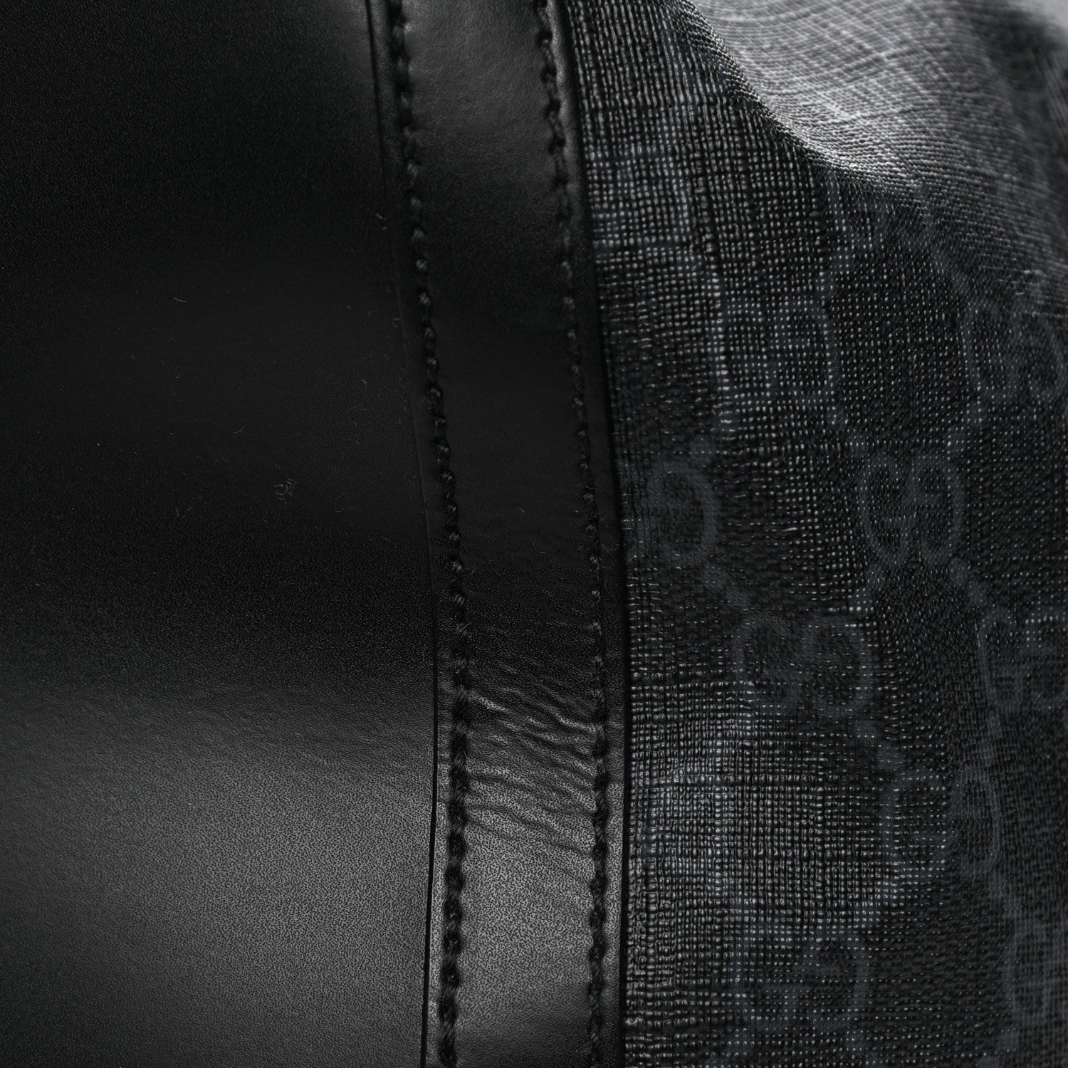 Gucci Soft GG Supreme Monogram Appia Calfskin Web Large Carry On Duffle Bag Black Grey 5 of 6