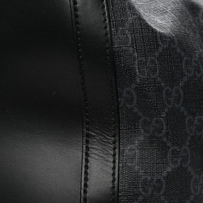 Gucci Soft GG Supreme Monogram Appia Calfskin Web Large Carry On Duffle Bag Black Grey 5 of 6