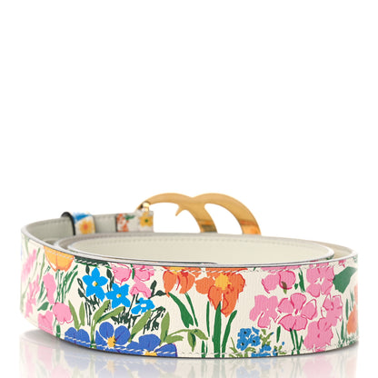 Gucci X KEN SCOTT New Shangai Calfskin Jardin D'Avril Floral Print Double G 40mm Belt 90 36 Multicolor 2 of 6