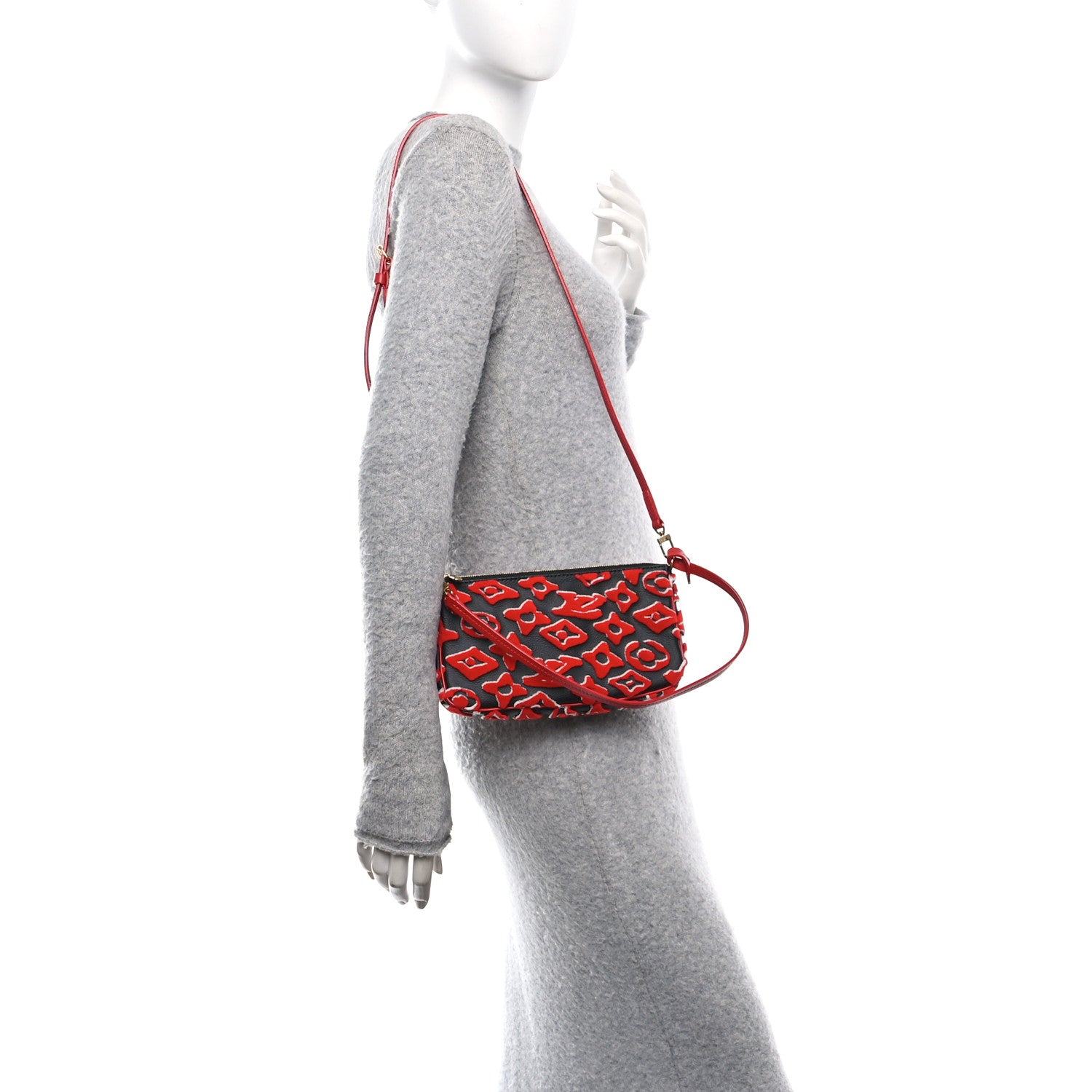 Louis Vuitton X UF Tufted Monogram Pochette Accessories Black Red 2 of 10