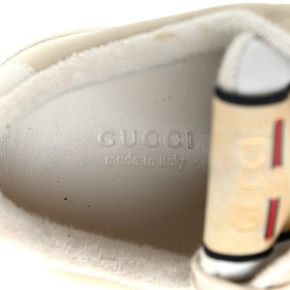 Gucci Nylon Nubuck Web Womens Screener Sneakers 38 Mystic White Dusty Milk 8 of 9