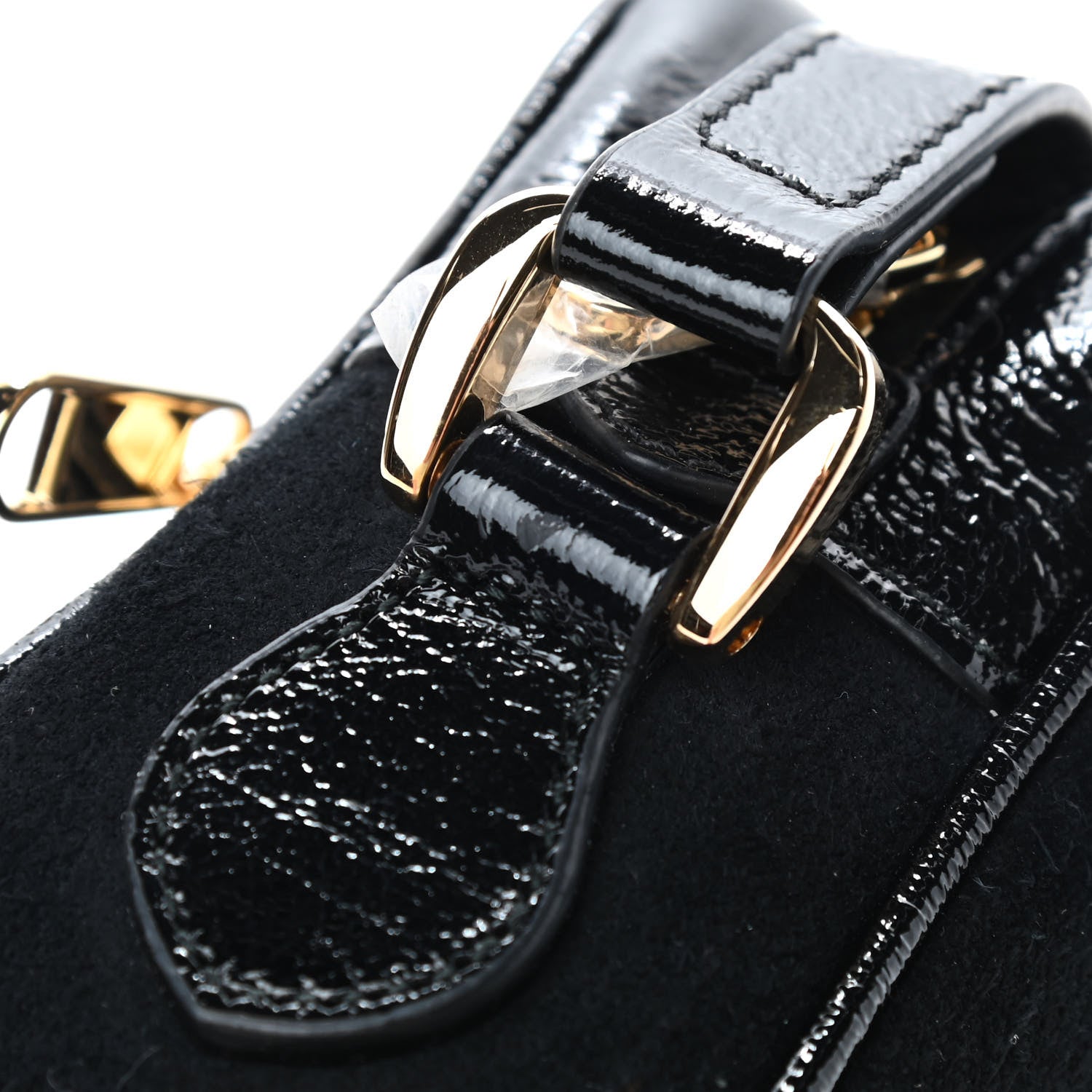 Gucci Suede Patent Web Mini Ophidia Shoulder Bag Black 5 of 5