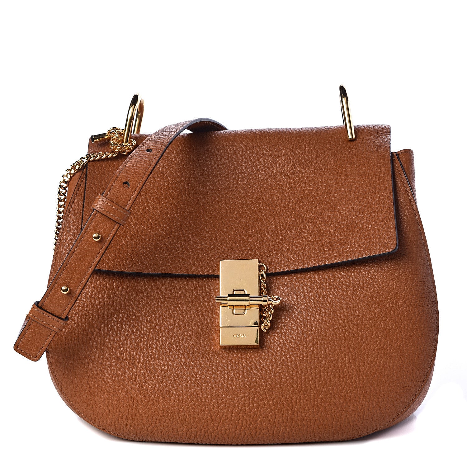 Chloe Grained Lambskin Medium Drew Shoulder Bag Caramel 1 of 11