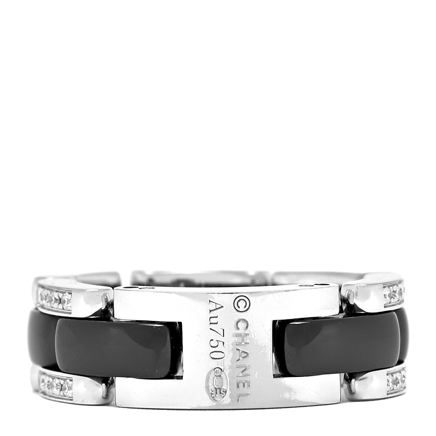 18K White Gold Ceramic Diamond Medium Ultra Ring Black 53 6.5