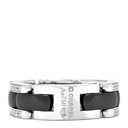 Chanel 18K White Gold Ceramic Diamond Medium Ultra Ring Black 53 6.5 3 of 5