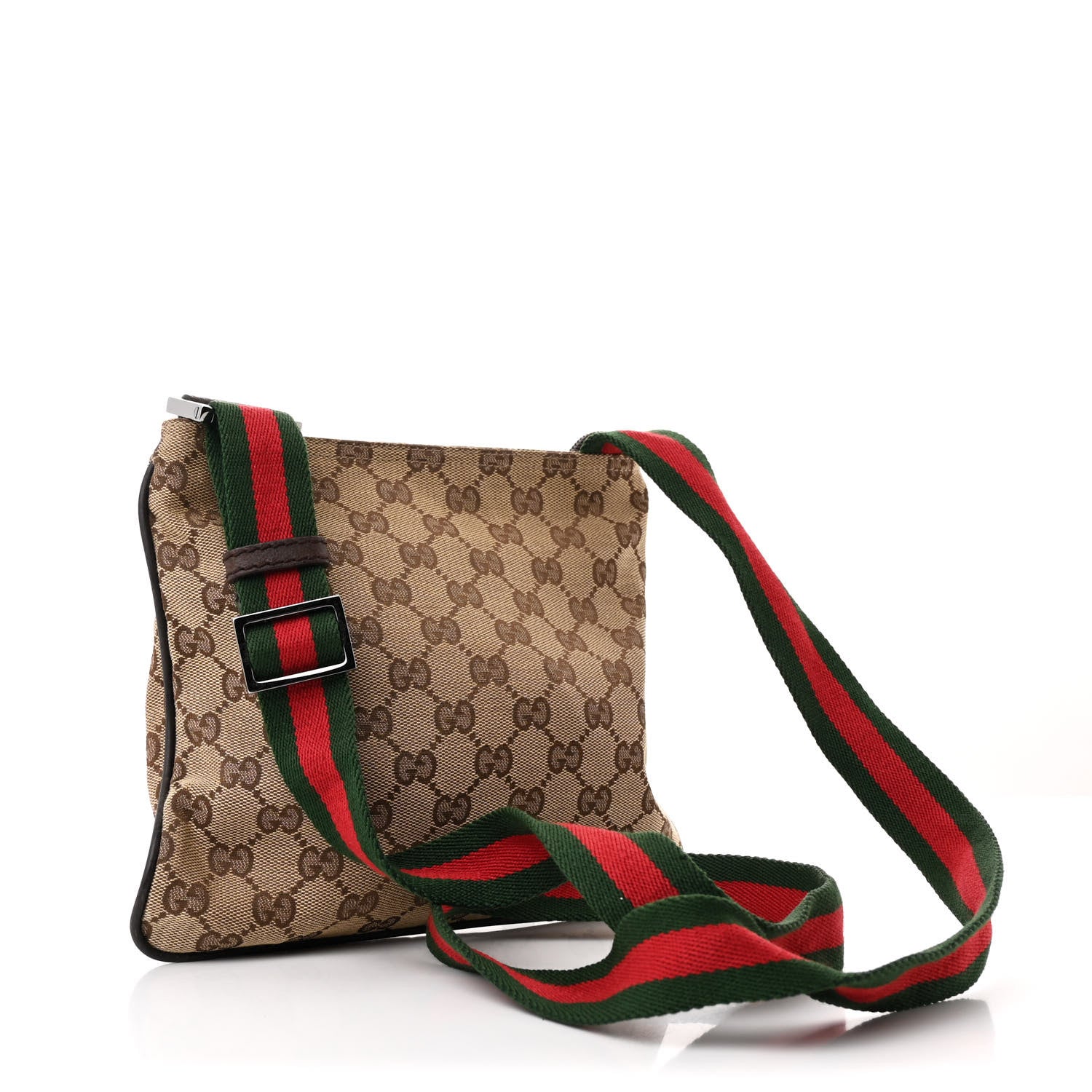 Gucci Monogram Web Small Flat Messenger Bag Brown 3 of 11