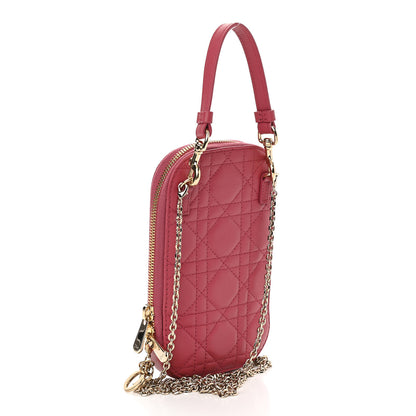 Christian Dior Lambskin Cannage Lady Dior Phone Holder Strawberry Pink 3 of 12