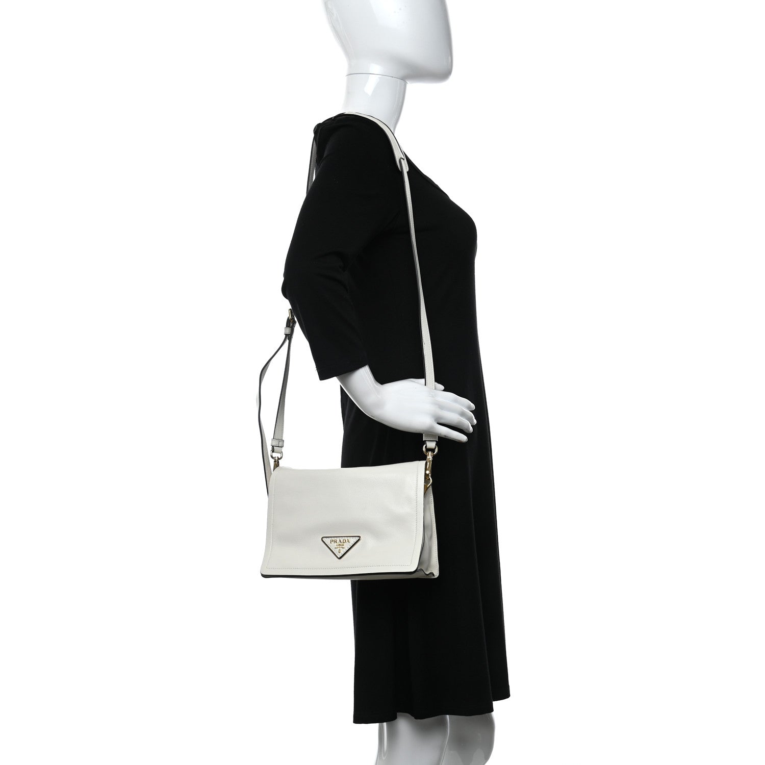 Prada Vitello Daino Crossbody Flap White 2 of 8