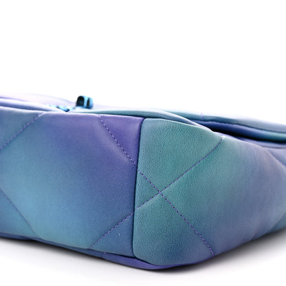 Chanel Tie Dye Calfskin Quilted Medium Chanel 19 Flap Blue Purple 10 of 11