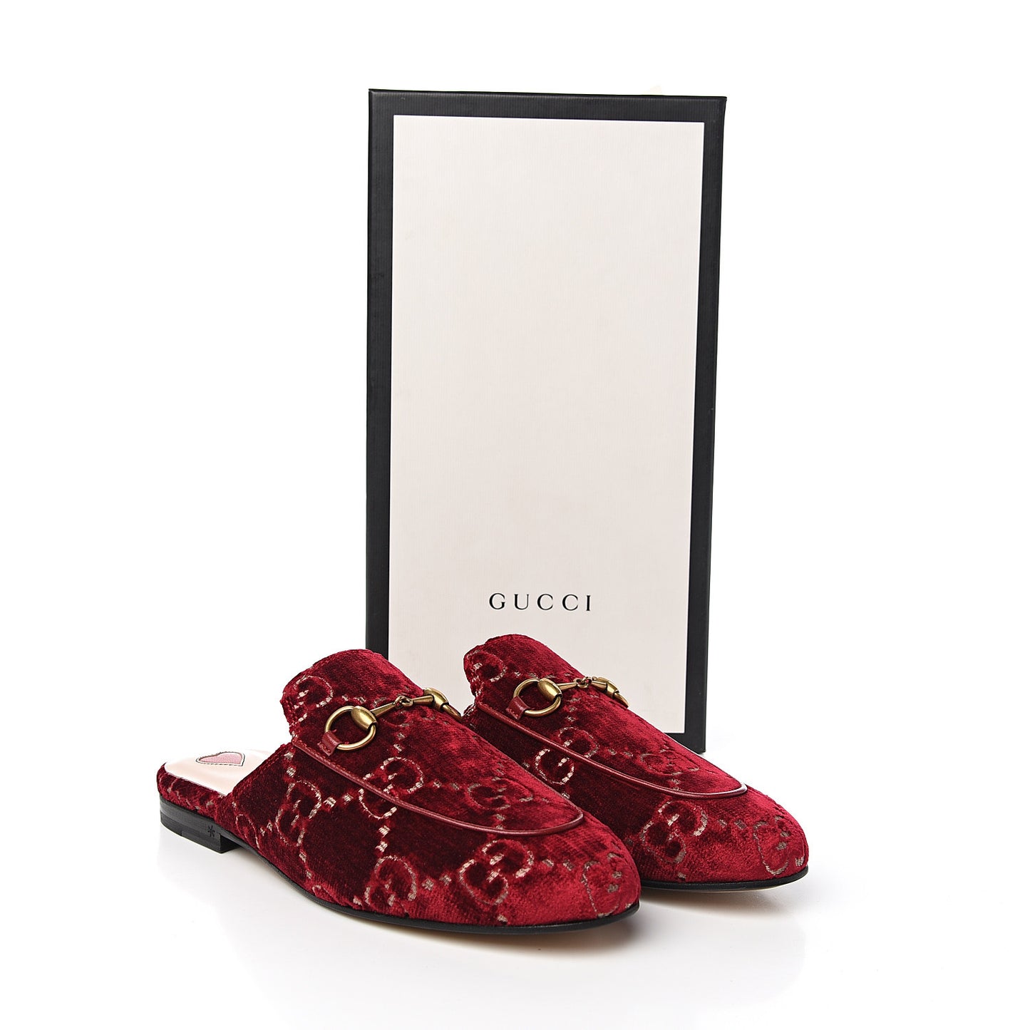 Velvet GG Monogram Womens Princetown Slippers 35.5 Red Cipria